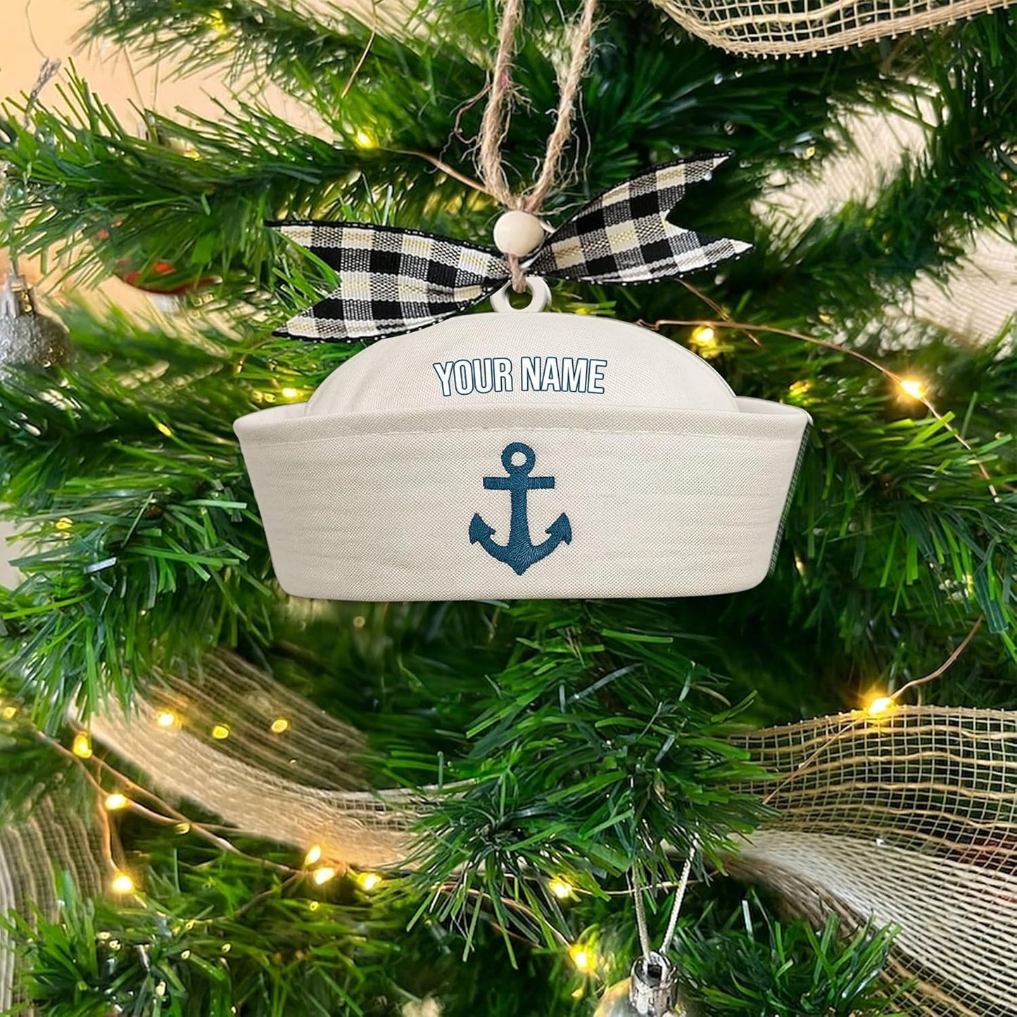 Personalized Sailor Ornament – Custom Captain Sailor Acrylic Ornament, Unique Sailing Glass Keepsake, Navy Captain Holiday Gift for Sailors TS11