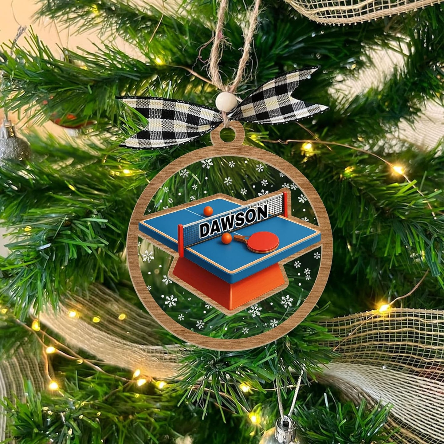 Custom Name Table Tennis Christmas Ornament – Personalized Acrylic Ping Pong Player Gift, Sport-Themed Holiday Decoration TT17