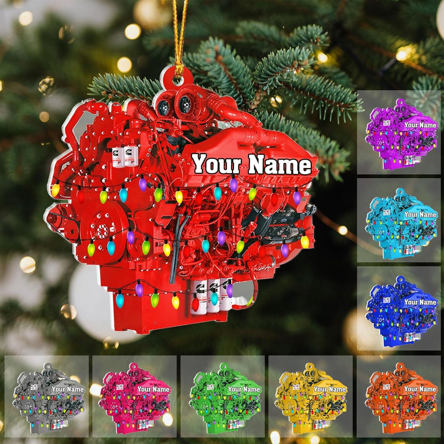 Personalized Drag Racing Christmas Ornament – Custom Hot Rod Engine Acrylic Ornament, Mechanic Automotive Gift, Power Tool Racecar Decoration for Racing Lovers TDR1