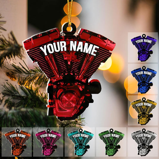 Custom Drag Racer Ornament – Personalized Acrylic Engine Design, Power Tool Themed Christmas Gift TDR7