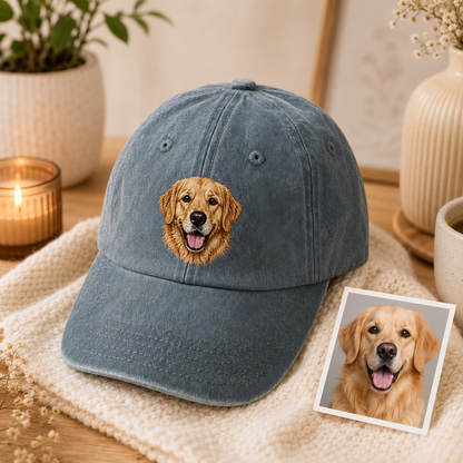 Personalized Dog Face Hat, Custom Pet Photo Embroidered Cap, Gift For Dog Lovers THUC99