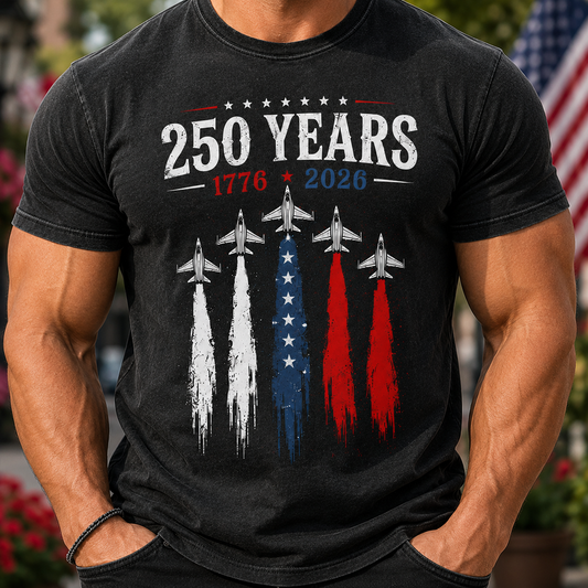 America 250 Years Freedom T-Shirt Unisex Patriotic Wash Shirt THUC99