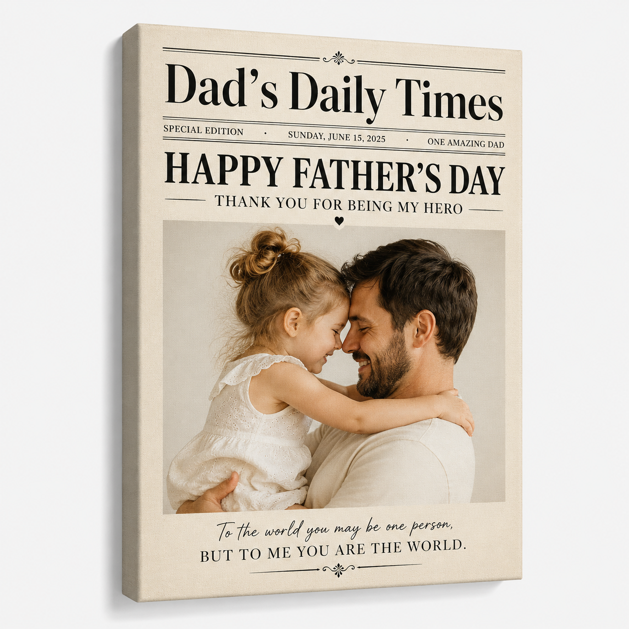Custom Photo Dad's Daily Times Canvas Wall Art - Custom Gift For Dad TOM99