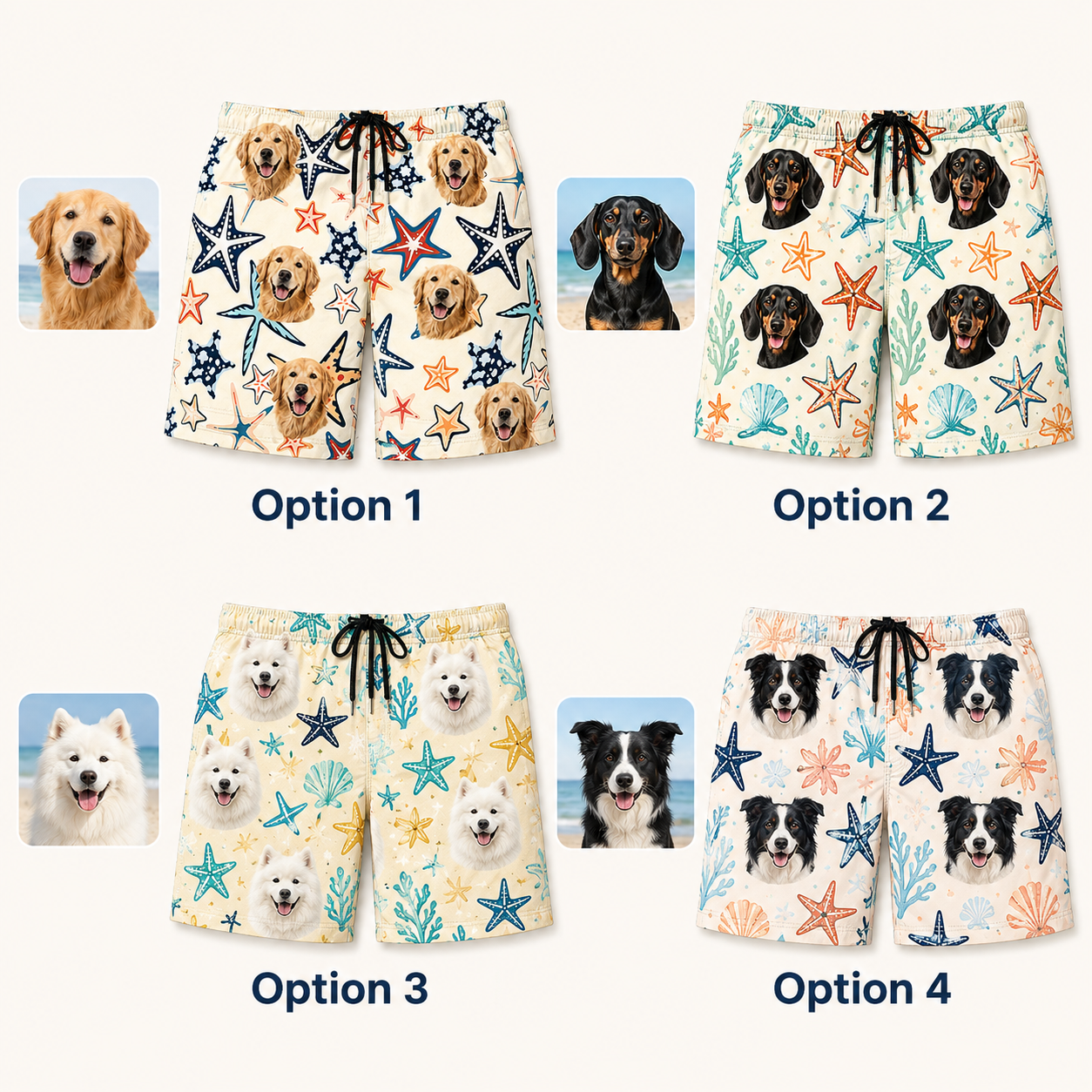 Personalized Custom Dog Picture Beach Shorts Summer Swim Trunks for Men THUC99