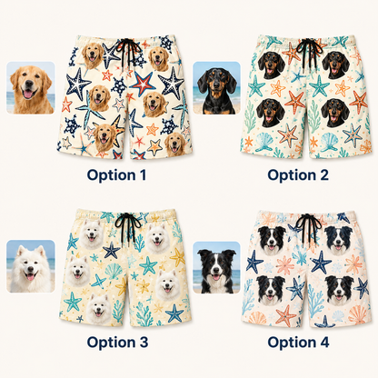 Personalized Custom Dog Picture Beach Shorts Summer Swim Trunks for Men THUC99