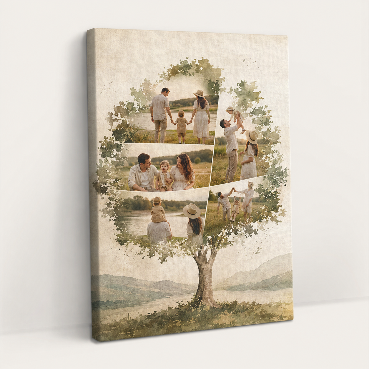 Custom Photo Tree Family Canvas Wall Art - Custom Gift For Dad TOM99