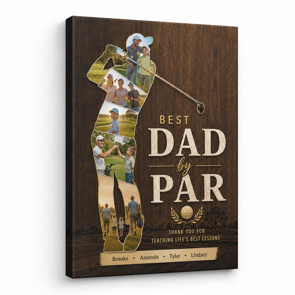 Custom Photo Best Dad By Par Canvas Wall Art - Custom Gift For Dad TOM99