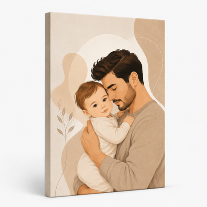 Custom Photo Dad's Baby Canvas Wall Art - Custom Gift For Dad TOM99