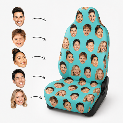 Personalized Dad Family Portrait Car Seat Cover, Custom Dad Seat Protector, Gift For Dad TOM99