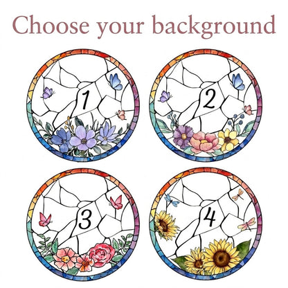 Personalized Family Portrait Stained Glass Suncatcher – Custom Photo Window Hanging, Floral Keepsake Gift THUC99
