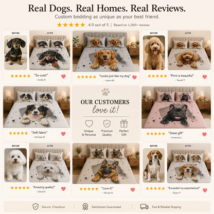 Custom Photo Dog Bedding Set, Dog Lover Bedroom Decor Gift THUC99
