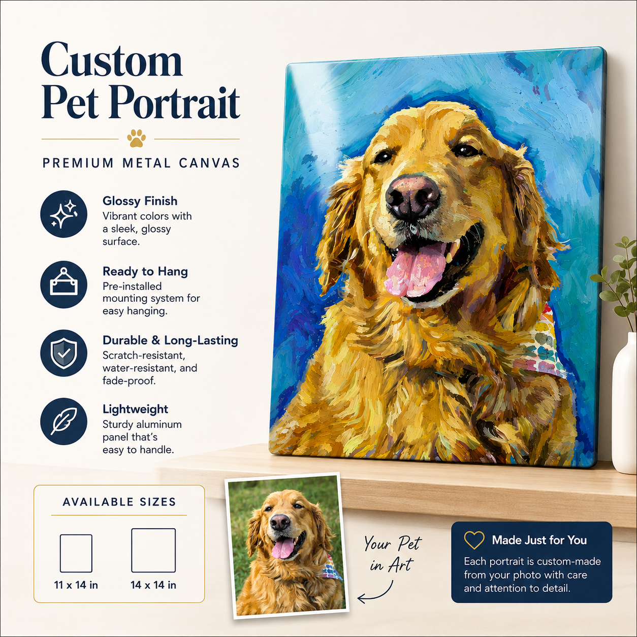 Custom Pet Metal Wall Art – Personalized Dog Portrait From Photo Gift For Pet Lover THUC99