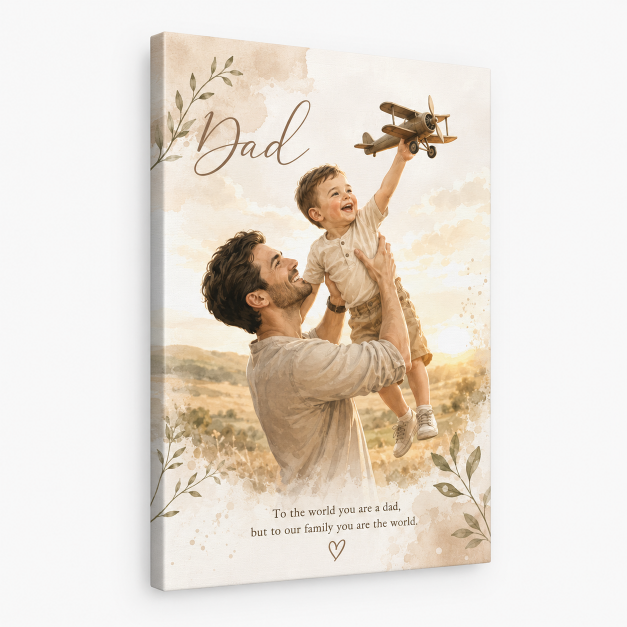 Custom Photo Boy Dad Canvas Wall Art - Custom Gift For Dad TOM99