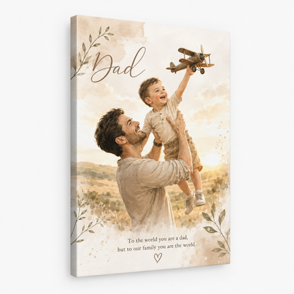 Custom Photo Boy Dad Canvas Wall Art - Custom Gift For Dad TOM99