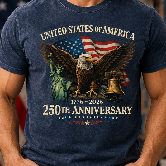 Patriotic USA Freedom Wash Shirt, America 250 Years Anniversary Tee THUC99