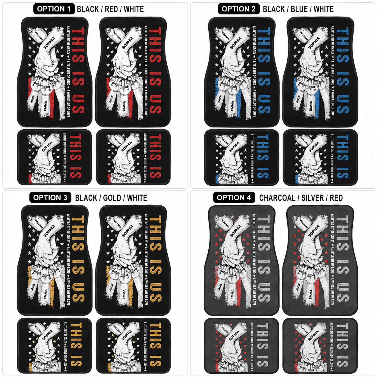 Personalized Dad Us Flannel Car Floor Mats, Custom Dad Floor Mats, Gift For Dad TOM99