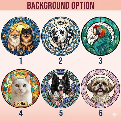 Custom Photo Dog Stained Glass Suncatcher - Personalized Pet Portrait Gift for Dog Mom, Dog Dad THUC99
