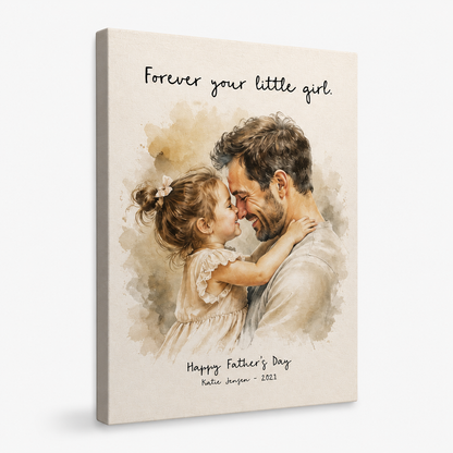 Custom Photo Dad And Daughter Canvas Wall Art - Custom Gift For Dad TOM99