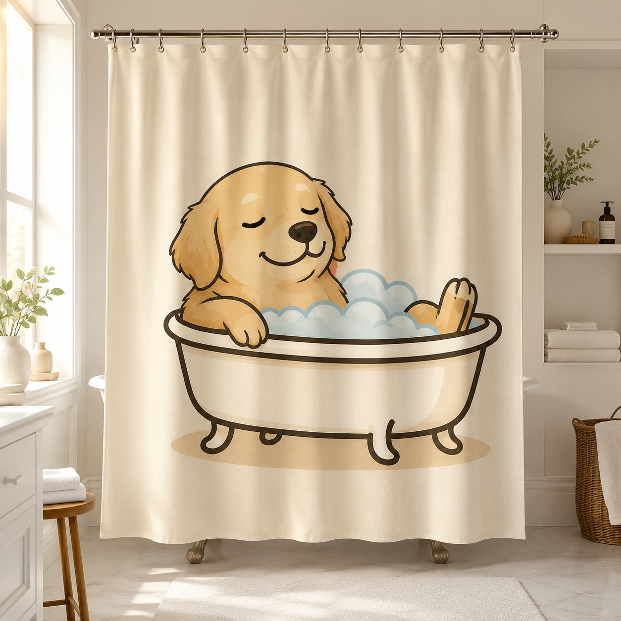 Custom Photo Dog In Bath Shower Curtain | Gift For Dog Lovers