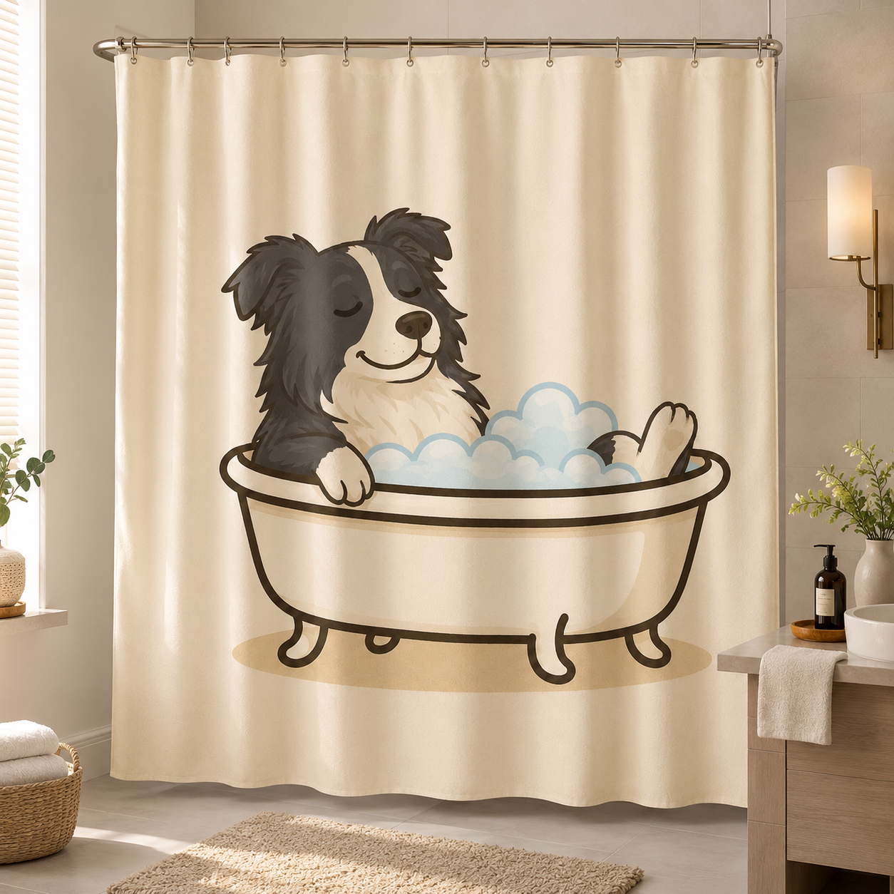 Custom Photo Dog In Bath Shower Curtain | Gift For Dog Lovers