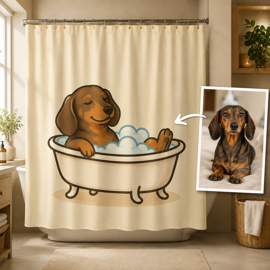 Custom Photo Dog In Bath Shower Curtain | Gift For Dog Lovers