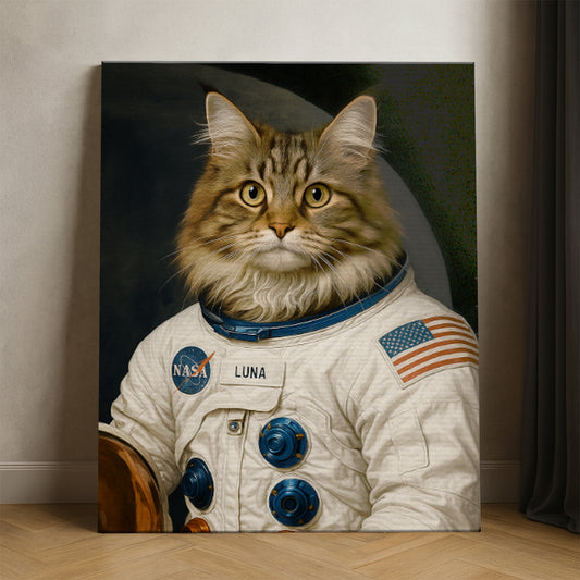 Custom Photo Cat Astronaut Canvas _ Gift For Cat Lovers