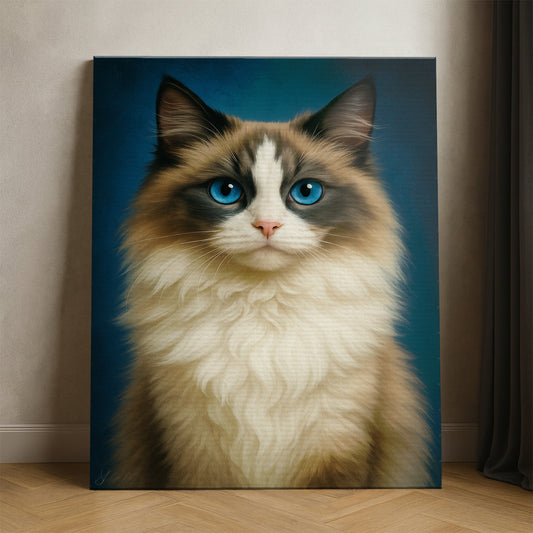 Custom Cat Deep Blue Canvas