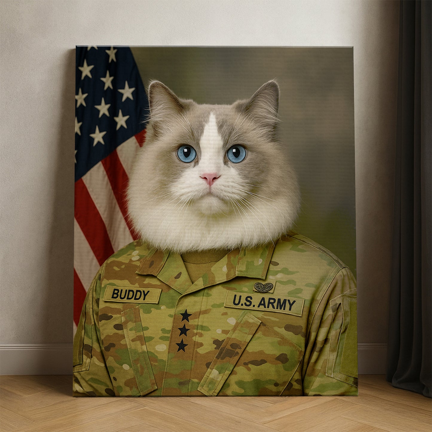 Custom Cat Photo Us Army Canvas _ Gift For Cat Lovers