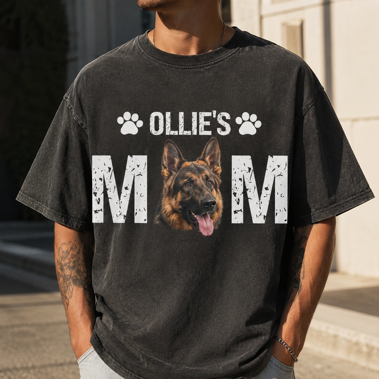 Custom Photo Dog Mom Unisex Wash T-Shirt, Personalized Pet Lover Gift | Gift For Dog Lovers