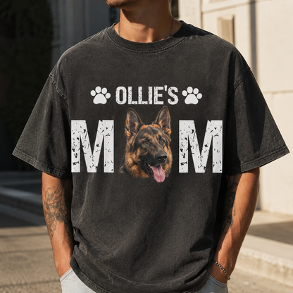 Custom Photo Dog Mom Unisex Wash T-Shirt, Personalized Pet Lover Gift | Gift For Dog Lovers
