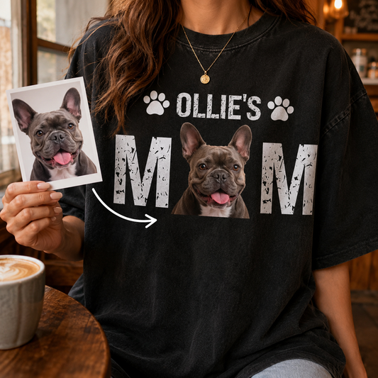 Custom Photo Dog Mom Unisex Wash T-Shirt, Personalized Pet Lover Gift | Gift For Dog Lovers