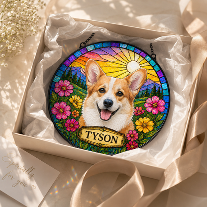 Custom Photo Dog Stained Glass Suncatcher – Custom Dog Lover Gifts | Gift For Dog Lover