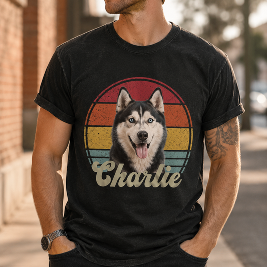 Custom Photo America Dog Unisex Wash T-Shirt, Personalized Pet Lover Gift | Gift For Dog Lovers