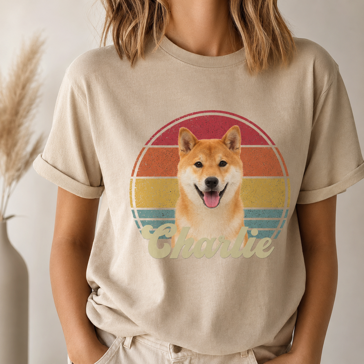 Custom Photo America Dog Unisex Wash T-Shirt, Personalized Pet Lover Gift | Gift For Dog Lovers