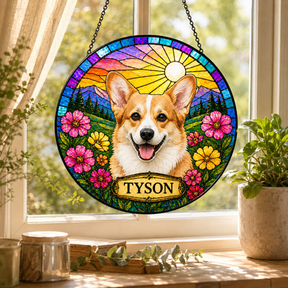 Custom Photo Dog Stained Glass Suncatcher – Custom Dog Lover Gifts | Gift For Dog Lover