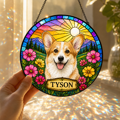 Custom Photo Dog Stained Glass Suncatcher – Custom Dog Lover Gifts | Gift For Dog Lover
