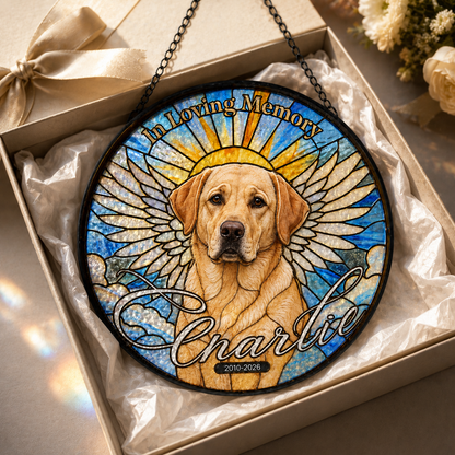 Custom Photo Dog Stained Glass Suncatcher – Custom Dog Lover Gifts | Dog Memorial Gifts