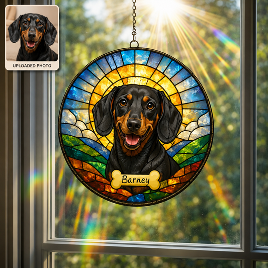 Custom Photo Dog Lover Glass Suncatcher Gift – Personalized Pet Dog Lover Gift | Dog Memorial Gifts