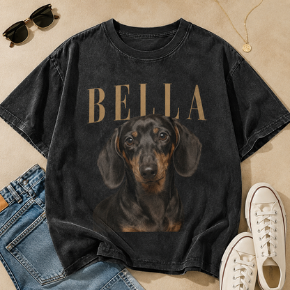 Custom Photo Dog Mom Unisex Wash T-Shirt, Personalized Pet Lover Gift | Gift For Dog Lovers