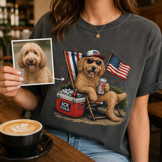 Custom Photo America Dog Unisex Wash T-Shirt, Personalized Pet Lover Gift | Gift For Dog Lovers