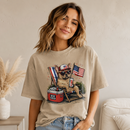 Custom Photo America Dog Unisex Wash T-Shirt, Personalized Pet Lover Gift | Gift For Dog Lovers