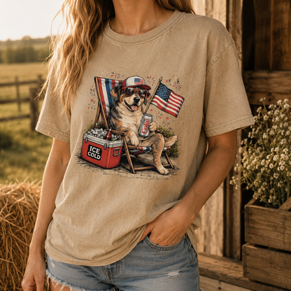 Custom Photo America Dog Unisex Wash T-Shirt, Personalized Pet Lover Gift | Gift For Dog Lovers