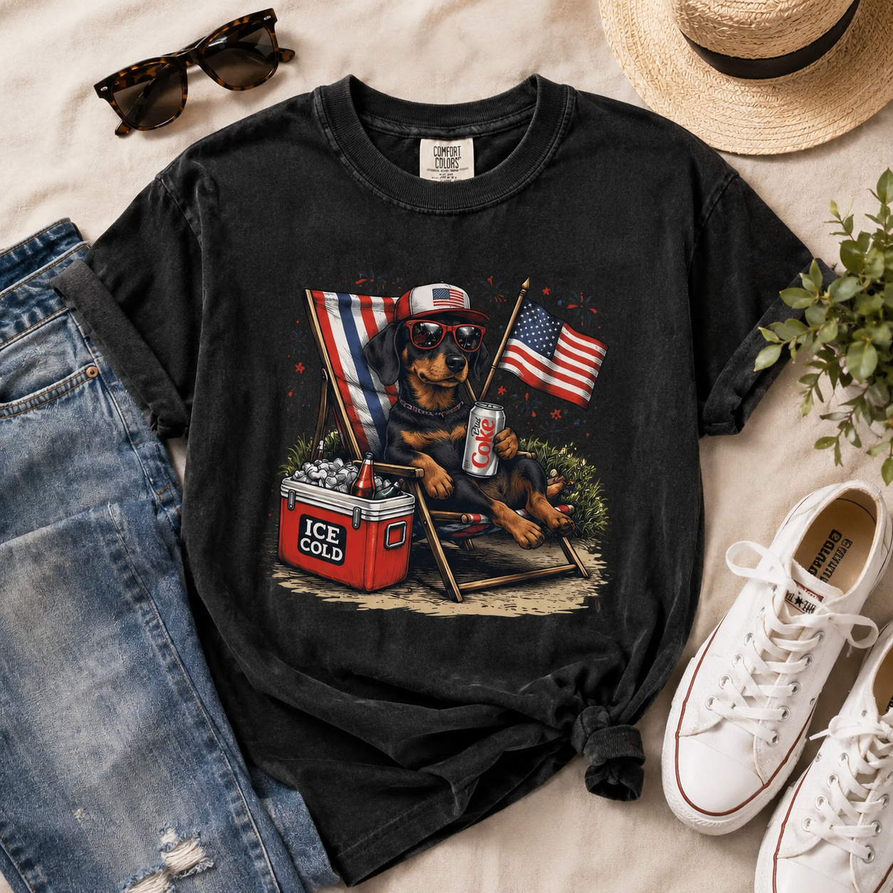 Custom Photo America Dog Unisex Wash T-Shirt, Personalized Pet Lover Gift | Gift For Dog Lovers