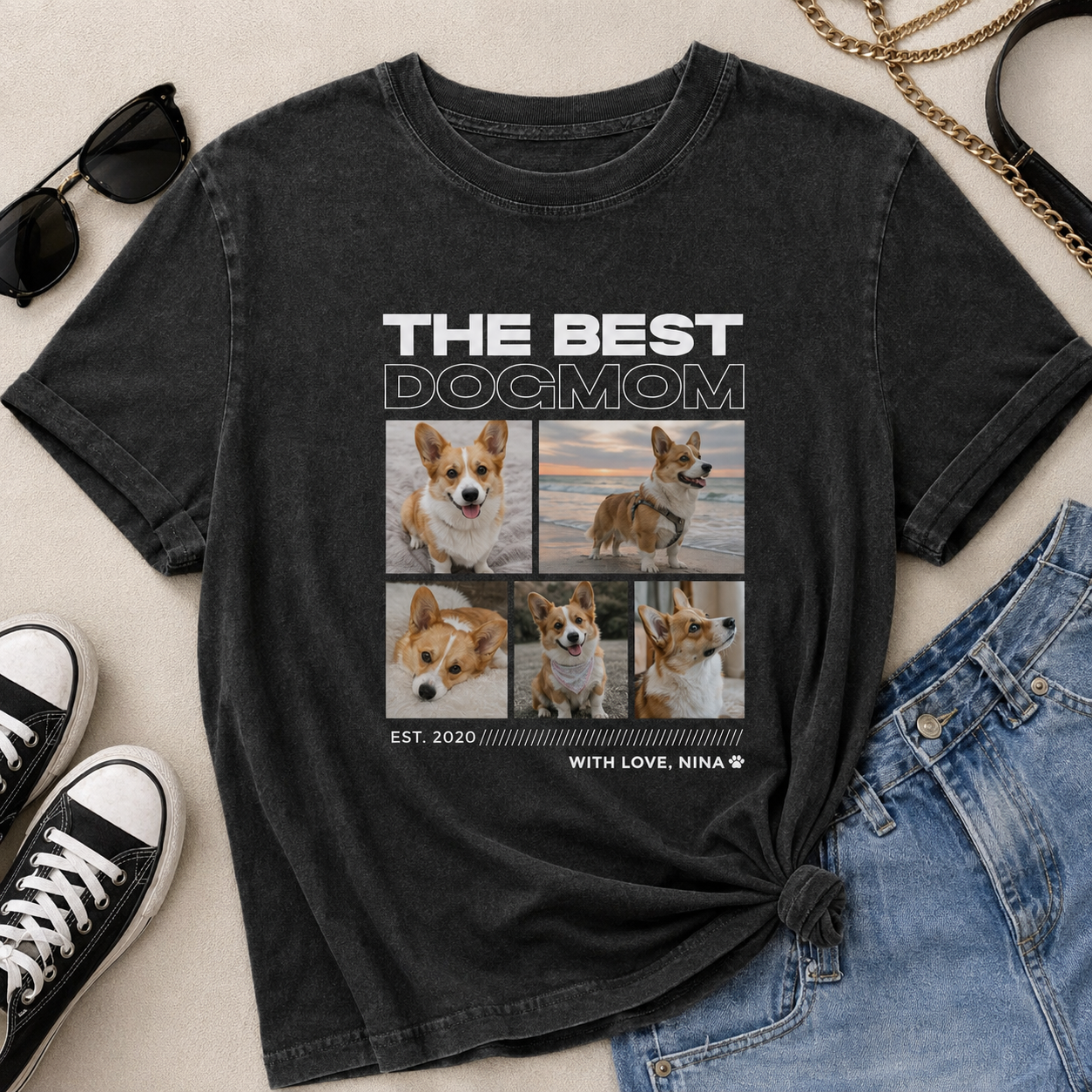 Custom Photo Dog Unisex Wash T-Shirt, Personalized Pet Lover Gift | Gift For Dog Lovers