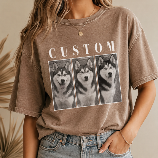 Custom Photo Dog Unisex Wash T-Shirt, Personalized Pet Lover Gift | Gift For Dog Lovers