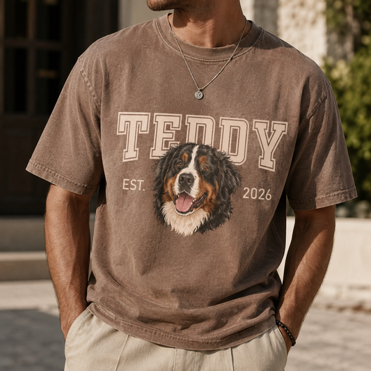 Custom Photo Dog Unisex Wash T-Shirt, Personalized Pet Lover Gift | Gift For Dog Lovers