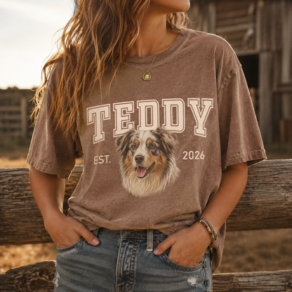 Custom Photo Dog Unisex Wash T-Shirt, Personalized Pet Lover Gift | Gift For Dog Lovers