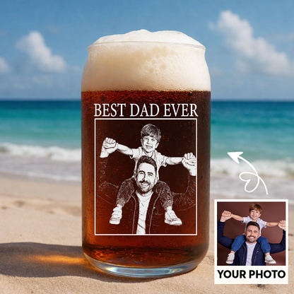 Custom Photo Best Dad Ever Wine Glass, Father's Day Gift for Dad from Kids THUC99