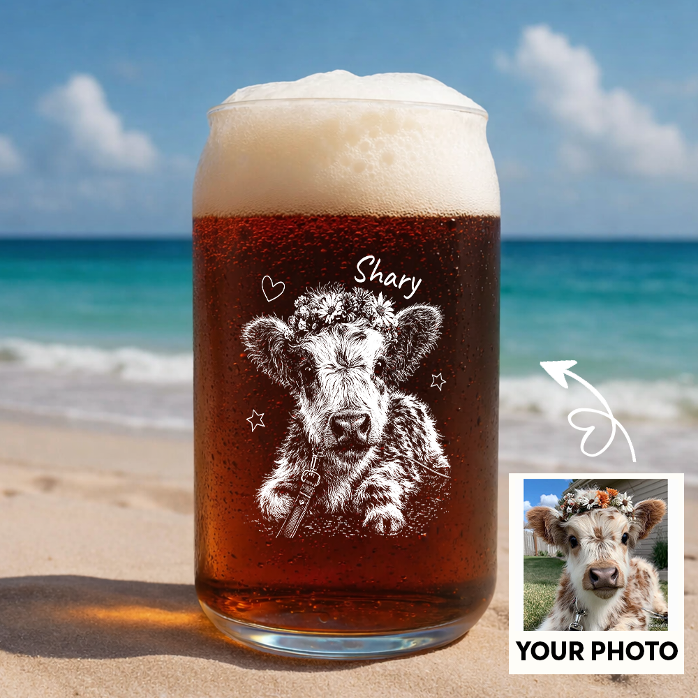 Custom Photo Highland Cow Stemless Wine Glass, Personalized Cow Lover Gift for Her THUC99