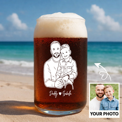 Custom Photo Dad Artwork Stemless Wine Glass, Personalized Gift for Father's Day THUC99